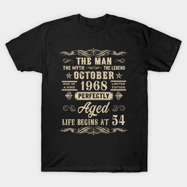 54th Birthday The Man Myth Legend October 1968 T-Shirt by gussiemc